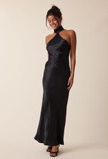 Gleam Mock Neck Backless Bias Cut Maxi Dress