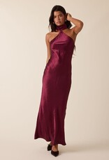 Gleam Mock Neck Backless Bias Cut Maxi Dress