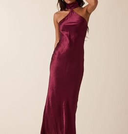 Gleam Mock Neck Backless Bias Cut Maxi Dress