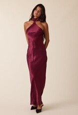 Gleam Mock Neck Backless Bias Cut Maxi Dress