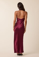 Gleam Mock Neck Backless Bias Cut Maxi Dress