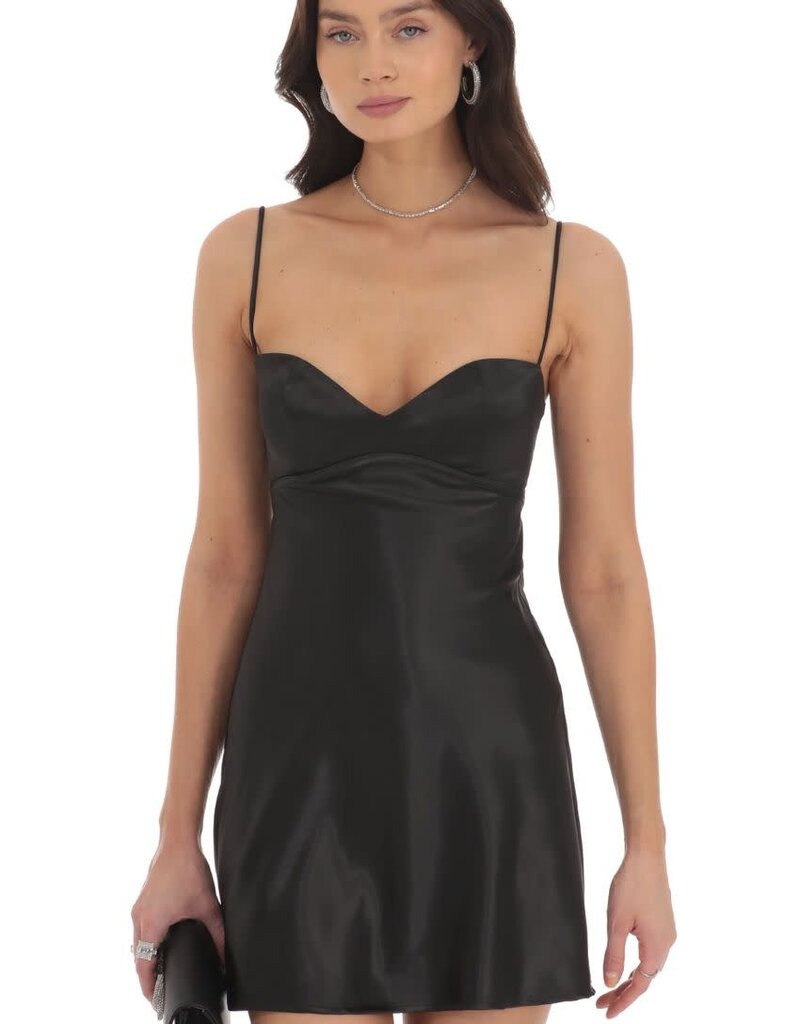 Satin Sweetheart Neck Mini Dress