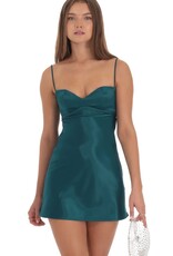 Satin Sweetheart Neck Mini Dress
