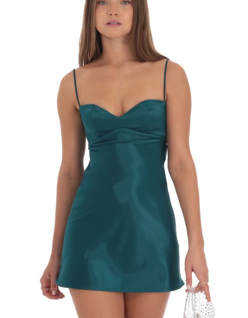 Satin Sweetheart Neck Mini Dress