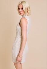 Sleeveless Mock Neck Cable Sweater Mini Dress