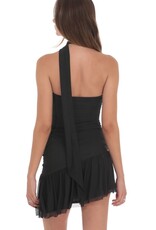 Lucy In The Sky Asymmetrical Mesh Scarf Mini Dress