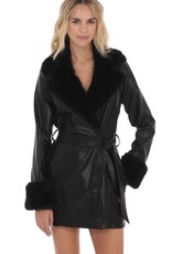 Lucy In The Sky Faux Fur Leather Trench Coat