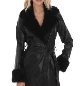 Lucy In The Sky Faux Fur Leather Trench Coat