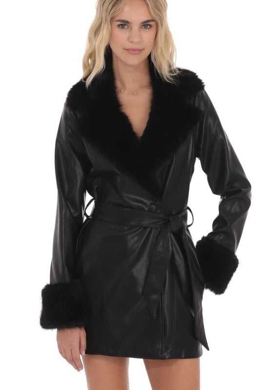 Lucy In The Sky Faux Fur Leather Trench Coat