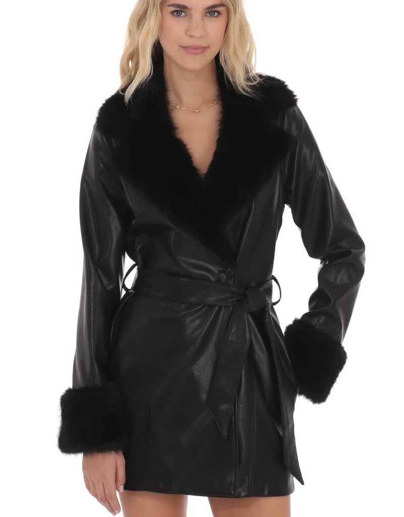 Lucy In The Sky Faux Fur Leather Trench Coat