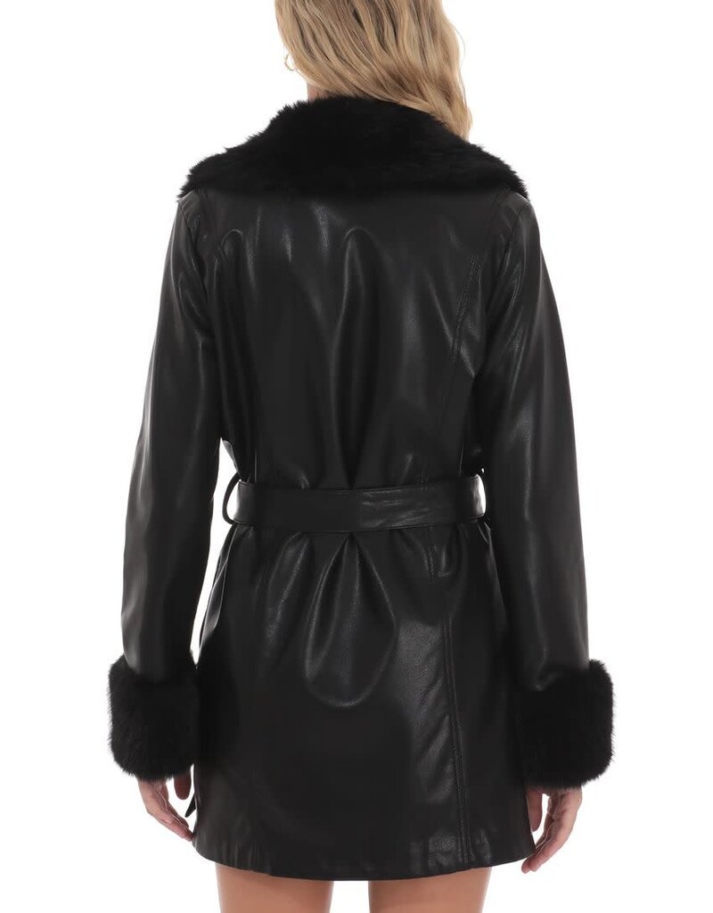 Lucy In The Sky Faux Fur Leather Trench Coat