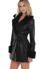 Lucy In The Sky Faux Fur Leather Trench Coat
