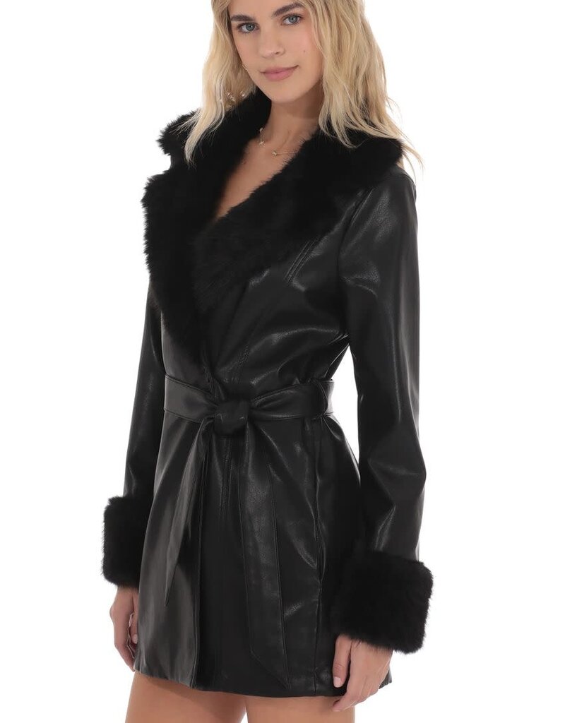 Lucy In The Sky Faux Fur Leather Trench Coat