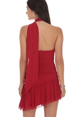 Lucy In The Sky Asymmetrical Mesh Scarf Mini Dress