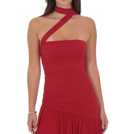 Lucy In The Sky Asymmetrical Mesh Scarf Mini Dress