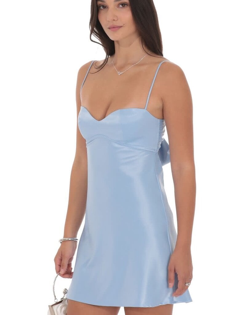 Lucy In The Sky Satin Sweetheart Neck Mini Dress