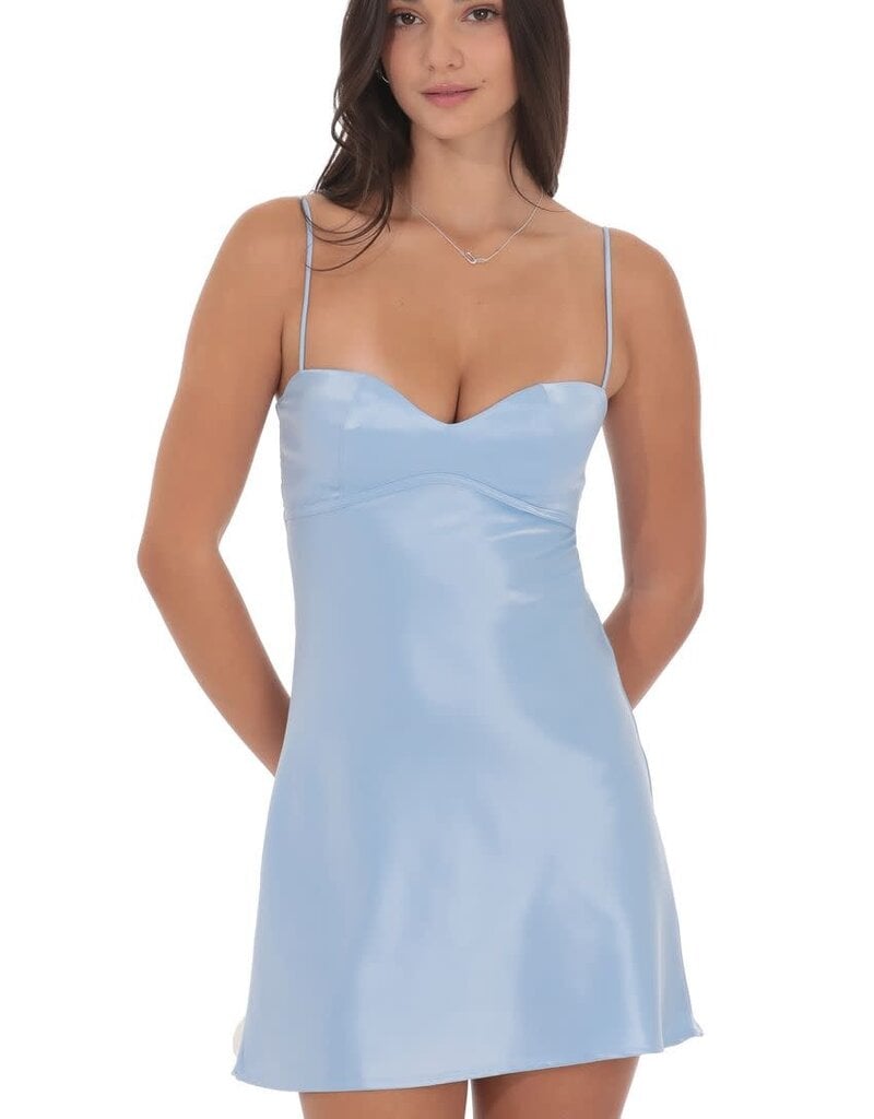 Lucy In The Sky Satin Sweetheart Neck Mini Dress
