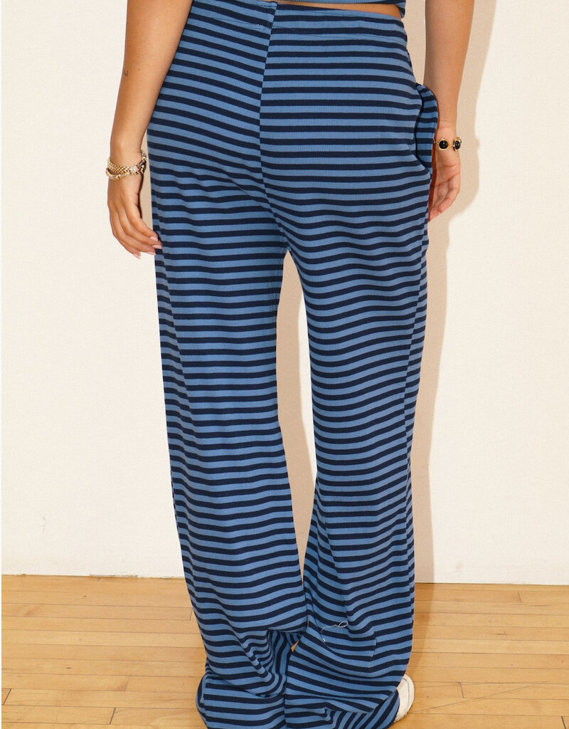 Striped Ribbed Drawstring Pants