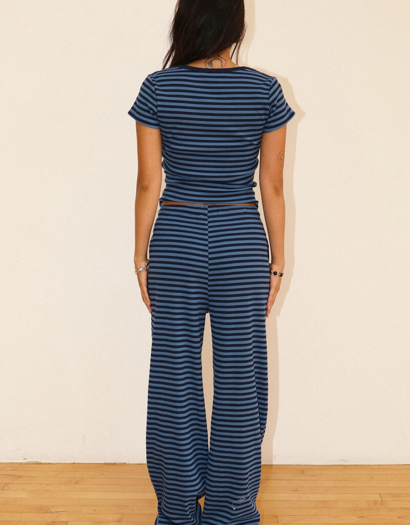 Striped Ribbed Drawstring Pants