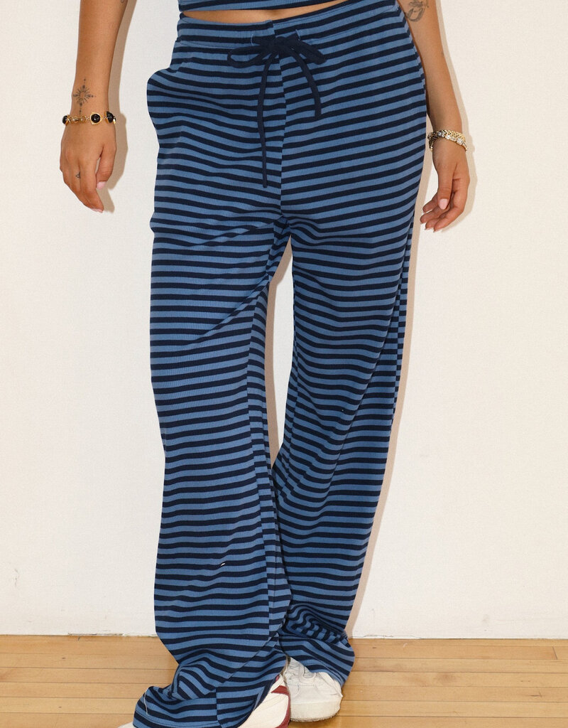Striped Ribbed Drawstring Pants