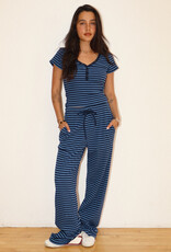 Striped Ribbed Drawstring Pants