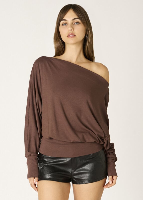 Jersey Long Sleeve One Shoulder Dolman Top