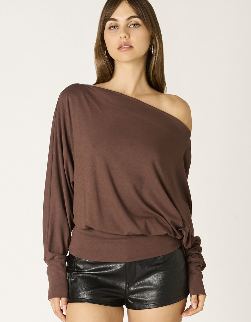 Jersey Long Sleeve One Shoulder Dolman Top