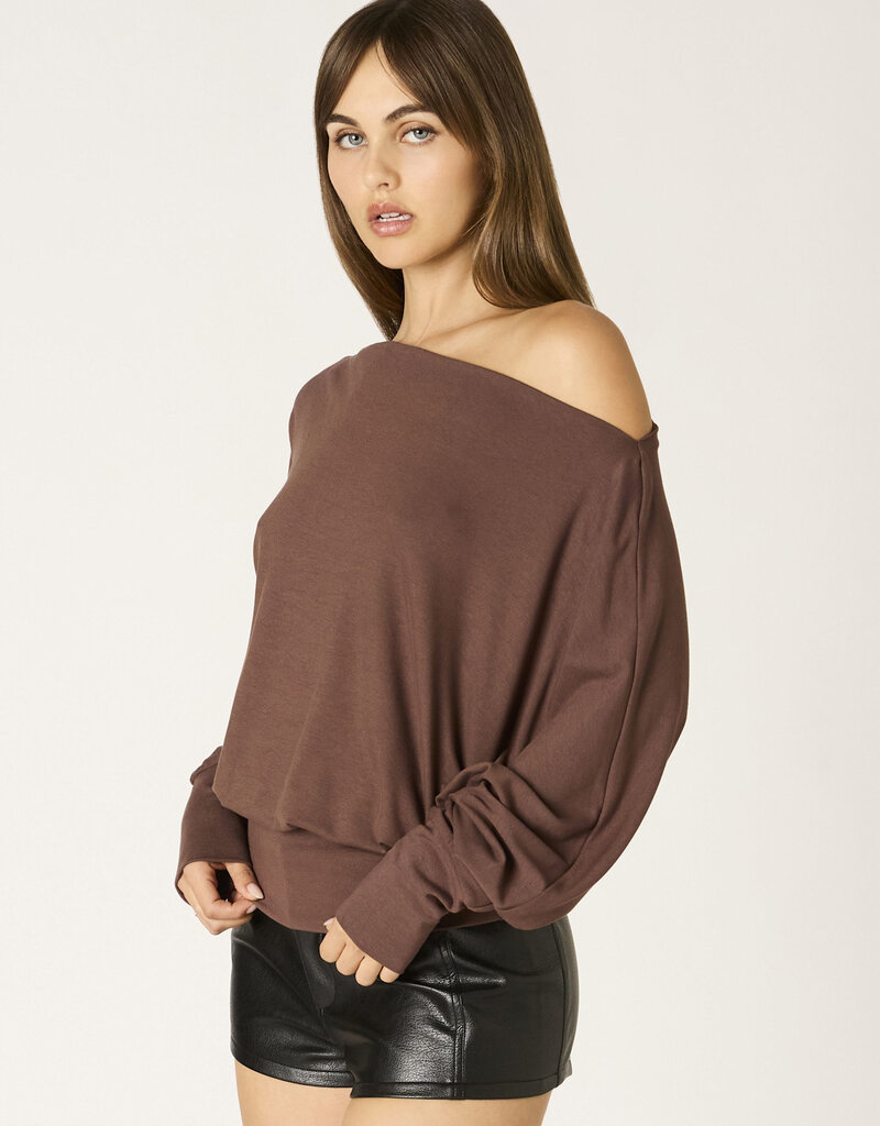 Jersey Long Sleeve One Shoulder Dolman Top