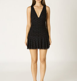 Tonal Polka Dot Ruched Bodice Mini Dress