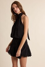 Floral Embossed Waist Tie Backless Mini Dress