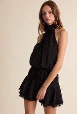 Floral Embossed Waist Tie Backless Mini Dress