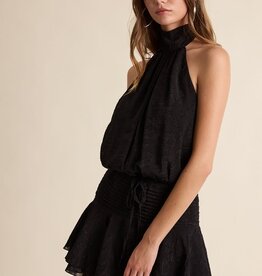 Floral Embossed Waist Tie Backless Mini Dress