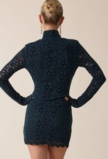 Floral Burnout Mock Neck Long Sleeve Mini Dress