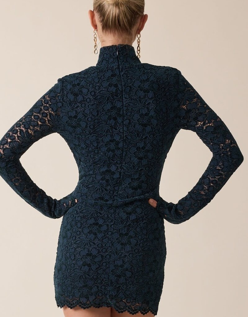 Floral Burnout Mock Neck Long Sleeve Mini Dress