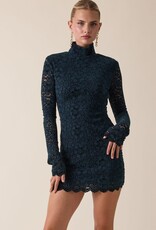 Floral Burnout Mock Neck Long Sleeve Mini Dress