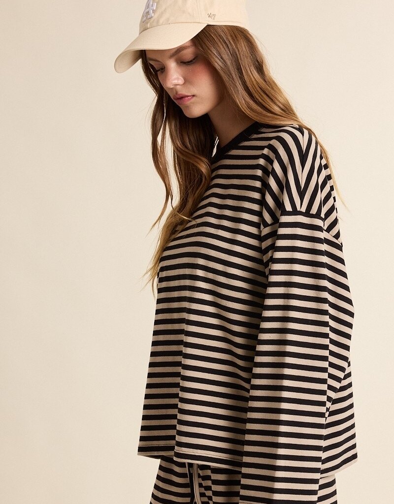 Simon Stripe Crewneck Long Sleeve Top
