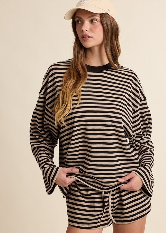 Simon Stripe Crewneck Long Sleeve Top