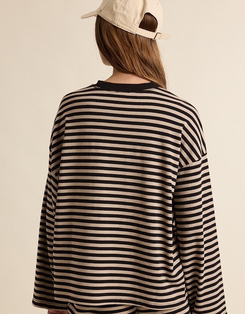 Simon Stripe Crewneck Long Sleeve Top