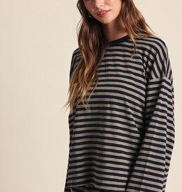 Simon Stripe Crewneck Long Sleeve Top