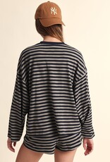 Simon Stripe Crewneck Long Sleeve Top