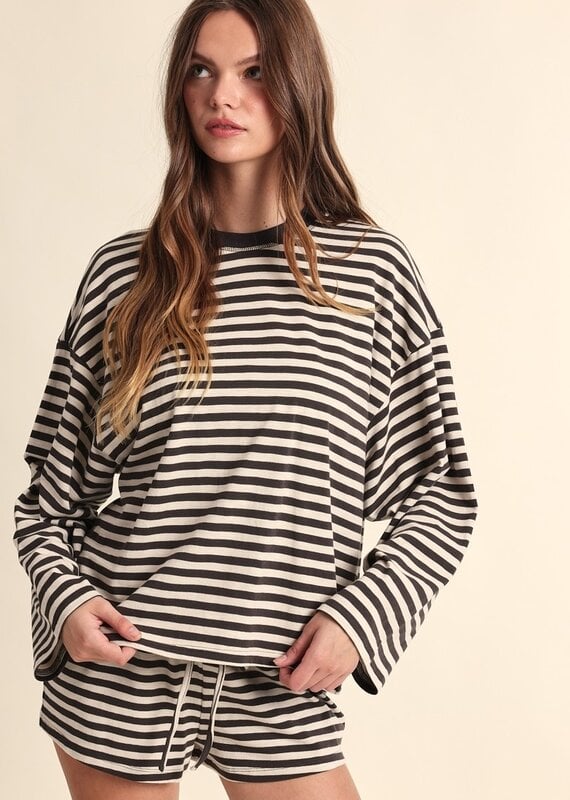 Simon Stripe Crewneck Long Sleeve Top