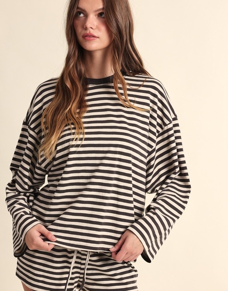 Simon Stripe Crewneck Long Sleeve Top