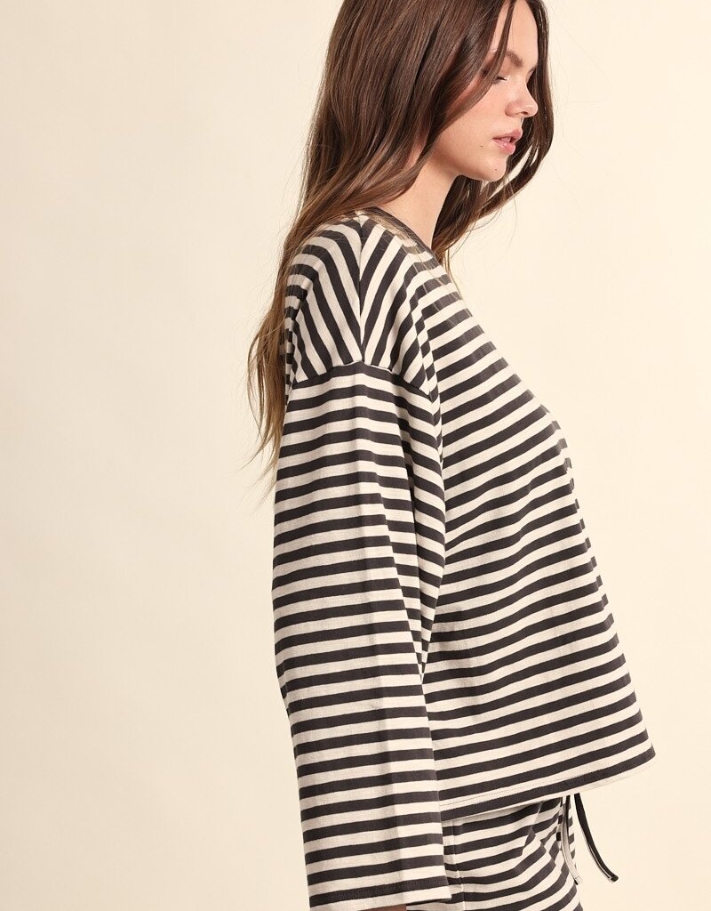 Simon Stripe Crewneck Long Sleeve Top