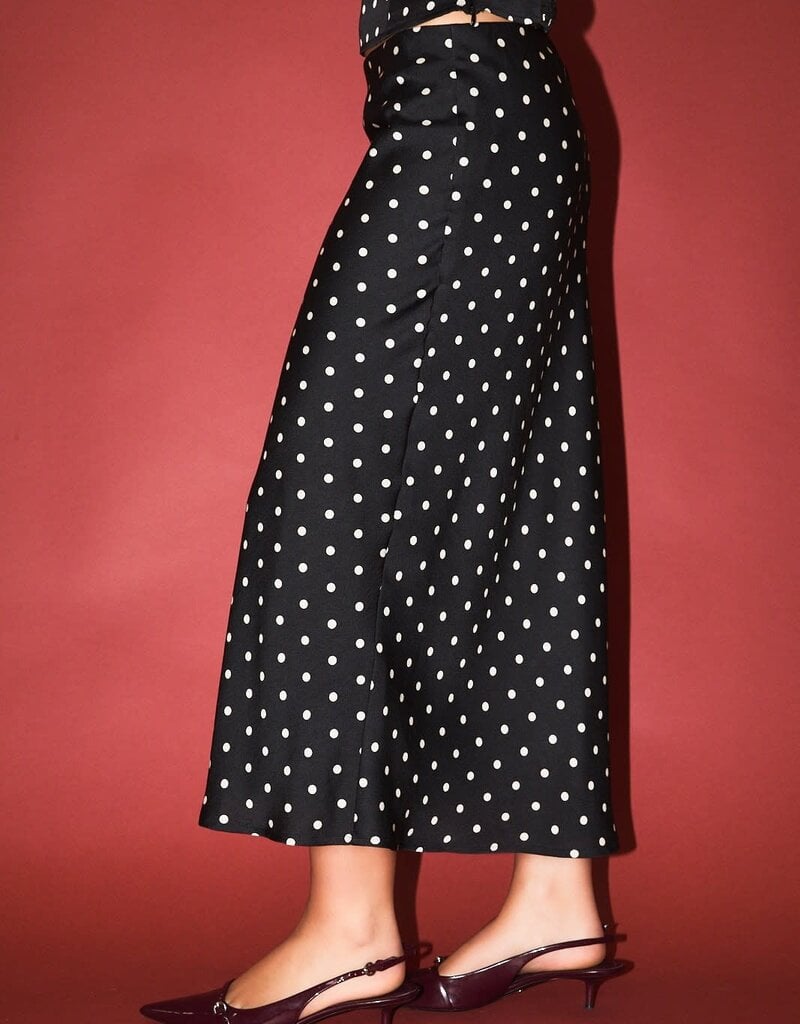 Polka Dot Mid Rise Maxi Skirt