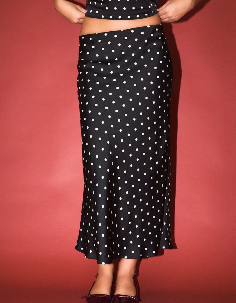 Polka Dot Mid Rise Maxi Skirt