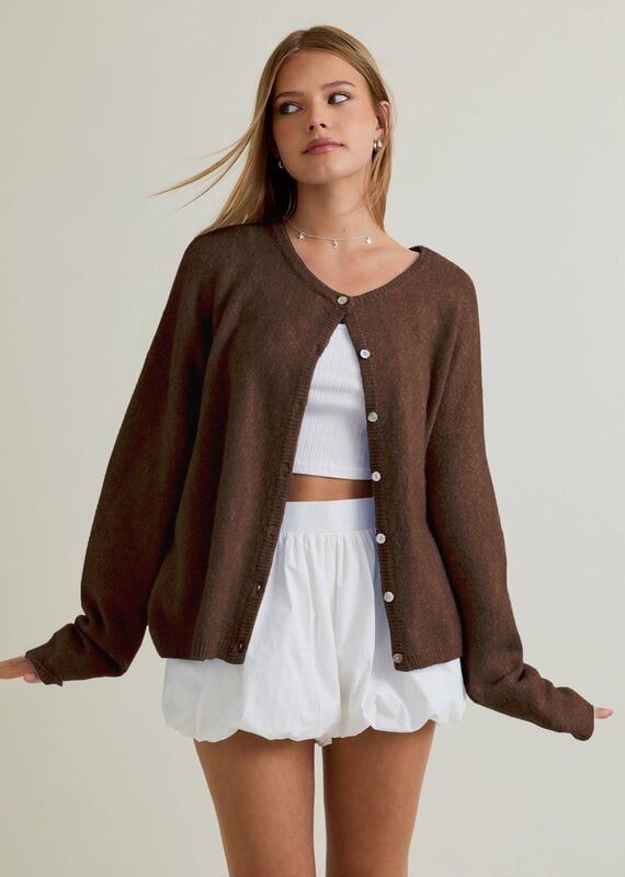 Long Sleeve Crew Neck Sweater Cardigan