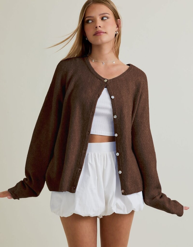 Long Sleeve Crew Neck Sweater Cardigan
