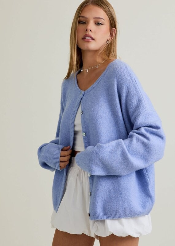 Long Sleeve Crew Neck Sweater Cardigan