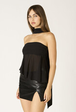 Chiffon Strapless Asymmetric Hem Scarf Top