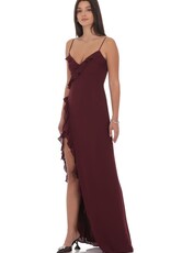 Lucy In The Sky Ruffle V Neck Maxi Dress